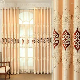 Cortinas de luxo europeias de alta qualidade para a sala de estar Windows Windows Tratamento Jacquard Bordado Corda de corda