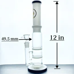 Glass Bong hookah double-layer honeycomb Percolator water pipe, milky white band 18mm glass oil burning bowl