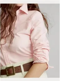 Kvinnors blusar skjortor polos liten h￤st broderi polo skjorta h￶g kvalitet polos bomull l￥ng￤rmad skjorta tr￶jor plus s- xl