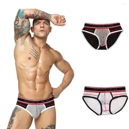 Underpants Men Sexy Contraste Color Cor da cintura baixa Triângulo Briefs Malhando o corpo do corpo do homem