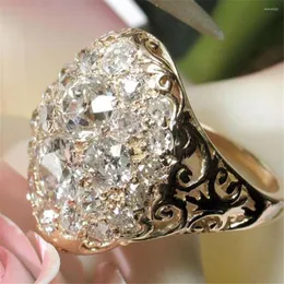 Ringos de cluster Loredana Fashion Jewelry Love Series for Women.exquisite Golden Romance Sphere Lucency Zircon Flor Stripe Wedding Ring