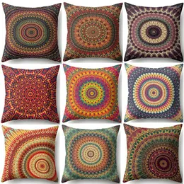 Kudde Hongbo Mandala Polyester Cover Bohemian Geometric Case Tai Chi Home Decorative for Sofa Car Almofada