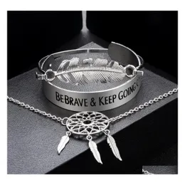 Cazibe bilezikleri setler vintage büyük metal kadın mektuplar bebrave g Bangles hediye dreamcatcher bilezik seti damla teslimat dhvp9