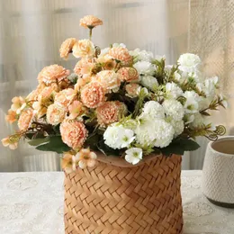 Kwiaty dekoracyjne sztuczne 38 cm hortensja goździk Mały liliowy jedwabny ślub ślubny bukiet DIY impreza domowa sypialnia rośliny
