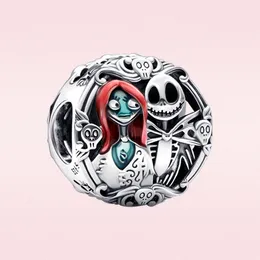 Real 925 Sterling Silve Halloween Noc Noc wisząca Jack Charm Stitch Bead Fit Oryginalny Pandora Bransoletka Kobiety świąteczny prezent