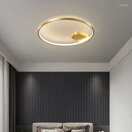 Tavan Işıkları All-Copper Amerikan Led Lambalı Oturma Odası Yatak Odası Basit Restoran Balkon Sundurma Aydınlatma Lambaları