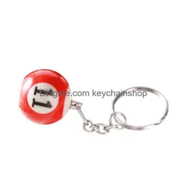 Key Rings 16Pcs/Set/Lot Mini Billiards Shaped Keyring Assorted Colorf Pool Small Ball Keychains Creative Hanging Decorations 639 Dro Dhjrc