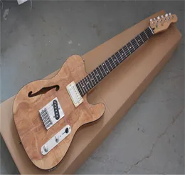 2023 Nova chegada Nature Wood Semi Hollow Guitar F Hole Jazz Shop Custom Guitar Guitar 6 Strings