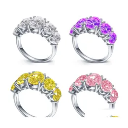 Cluster Ringe Kristalle Ewigkeit Hochzeit Silber Ring für Frauen Weißgold Farbe Edelstein Drop Lieferung Schmuck DHSWK