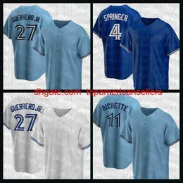 Özel Beyzbol Forması Jersey 27 Vladimir Guerrero Jr. Bo Bichette George Springer Yusei Kikuchi Cavan Biggio Randal Gr