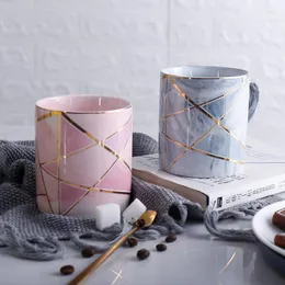 Mugs Marble Porcelain Coffee Mug Cup Tea Milk Ceramic Cups And With Lid Set Creative Pentagram Wedding Gift