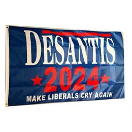 Trump Desantis 2024 Make Liberals Cry Again Flag 100D Polyester Levendige kleuren UV-vervagingsbestendig Dubbel gestikt Decoratiebanner 90342b
