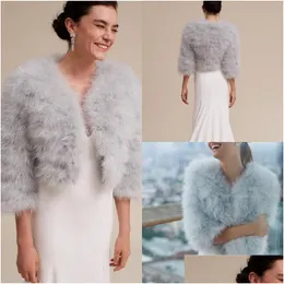 Wraps Jackets Sier Grey New Fur Shawls Bolero Winter Bridal Cape Coat Bridesmaid Wrap Fast Drop Delivery Party Events Acces Dh5ka