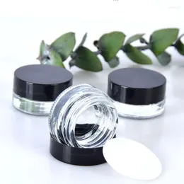 Botellas de almacenamiento Jar de crema de ojos transparente 3G 5G Contenedor de labio de vidrio vacío Muestra cosmética ancha con fondo grueso LX2539