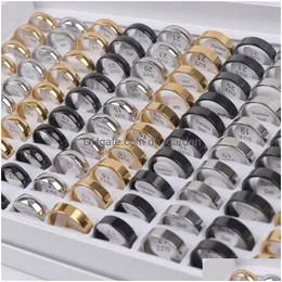 Solitaire Ring Moda Basit Pürüzsüz Paslanmaz Çelik Yüzük Kadınlar İçin Takı Erkek Parti Hediyeleri Genişlik 28mm Mix Renk Toptan 1721mm 50 DHJJG