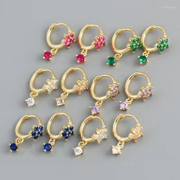 Серьги Hoop Hie European и American Color Zircon S925 Стерлинг Серный личность Мода выделить привлекательный температура DHK8N