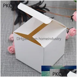 Gift Wrap 13 Sizes 50Pcs Square Kraft Carton Paper Box Small White Cardboard Packaging Craft Soap Drop Delivery Home Garden Festive Dh1C2