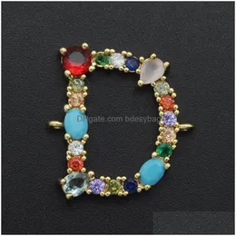 Charms Gorgeous 21x18mm CZ Zircon DIY Jewelry Rainbow Alphabet AZ Connectors Charm Wholesale Factory Sale Jewelery Connector DHFD7