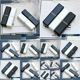 Packing Bottles Black Classic Style Lip Balm Container Empty Square Plastic Lipstick Tube 12.1Mm White Elegant Rouge Sub Box 50Pcs/L Dh0Iu