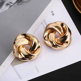 Big Vintage Metal Twisted Stud Ohrringe für Frauen Charme Gold Farbe Maxi Statement Spiral Whirlpool Ohrringschmuck