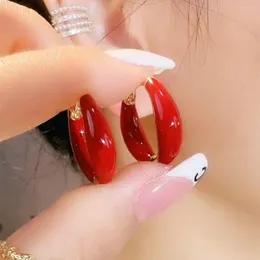 Boucles d'oreilles cerceau 2023 pour femmes rond rouge cercle boucle d'oreille bijoux huile goutte goutte fiançailles cadeau de mariage