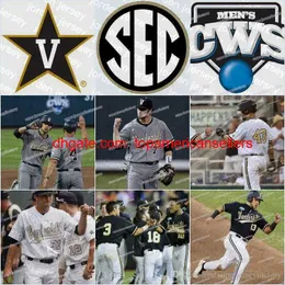 Camisas de beisebol personalizadas Homens Vanderbilt Commodores Performance Jersey Gold Program Mulheres / Jovens Tudo Costurado Branco Preto Alta Qualit