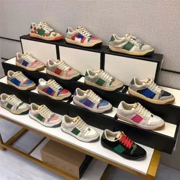 Kutu tasarımcı spor ayakkabı ayakkabıları İtalyan screener sıradan ayakkabılar erkek kadın spor ayakkabılar klasik vintage deri web spor ayakkabı bej abanoz g qi