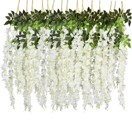 Искусственная глицерия Silk Flower 5 Forks 110 см в длину девять цветов для выбора висящей виноградной лозы 0213