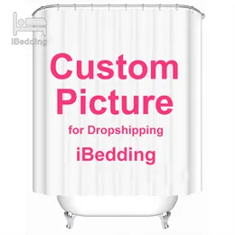 Shower Curtains iBedding Custom Shower Curtain Bathroom Waterproof Curtains Customized Po Polyester Bath Decor With Hooks POD Drop 230213