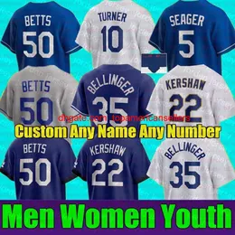 Anpassade basebolltröjor nya män kvinnor ungdom Mookie Betts Jersey Muncy Julio Los Urias Pujols Angeles Cody Bellinger Clayton Kers