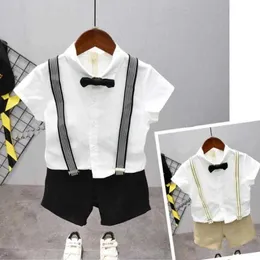 Ställ in barnkläder Set Baby Cotton Gentleman Suit Leisure Sports Toddler Kids Boys Summer Clothes Size Year