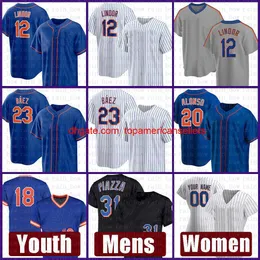 Custom Baseball Jerseys Jersey 23 Javier Baez 12 Francisco Lindor Mens 20 Pete Alonso Women 48 Jacob deGrom Youth 18 Darr