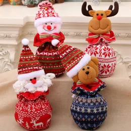 Decorazioni natalizie sacche da regalo per caramelle da regalo santa orso per bambini di natale per bambini decorazioni di lino mela bagochristmas