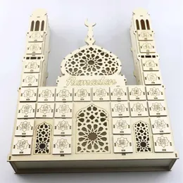 Eid Mubarak Countdown -Kalender Diy Ramadan Ornamente Holzschubladen Party Dekor 210610218H