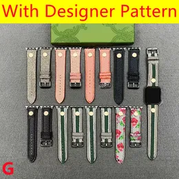 G Designer Watch Bands for Apple Watch Band 8 7 6 4 3 Series IWATCH 41mm 45mm 44mm 49mm Rem Guldnitar Rem Trem Print Letter M￶nster Armband Watchbands