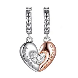 Metals S925 Soild Sier Zirconia Diy Original Heartshaped Bracelet Loose Beads Charms Womens Pendant Accessories Wholesale Dro Py