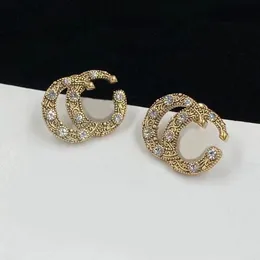 Stud Earrings 2022 Fashion Trend Ladies Brand Designer Classic Pop Vintage Pattern Diamond Double G Letter Inlaid Luxury Earring Wedding Party Top Jewelry with Box