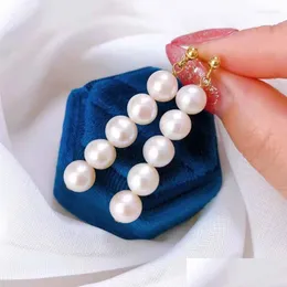 Baumeln Kronleuchter Ohrringe S925 Ohr Nadel Mode Elegante Weiße Perle Lange Für Frauen Hohe Qualität Vergoldet Natürliche Freshw Dhosg
