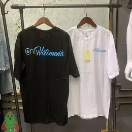 Camiseta de verano para hombre, camisetas de algodón para mujer, camisetas de manga corta con estampado de letras azules
