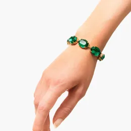 Braccialetti a maglie Catena Stonefans Ovale Verde Grandi cristalli Bracciale estivo a mano per le donne 2023 Strass Bracciale Gioielli Accessori da sposa