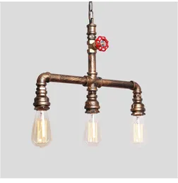 Kolye lambaları Endüstriyel Demir Su Borusu Işık Steampunk Vintage Yemek Odası E27 Yatak Odası Bar Mutfak için Led