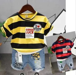 Conjuntos Moda Infantil Conjunto Manga Curta Bebê Verão Algodão TShirt Shorts Criança Menino Roupas Crianças Anos