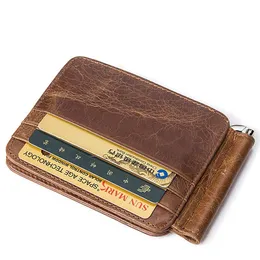 MVA MENS CARD TORBY Oryginalne skórzane uchwyty na karty Vintage Hold -Card Holder Money Pack Krótki portfel267h