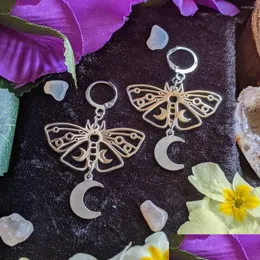 Orecchini pendenti con lampadario Boho Hollow Butterfly Glamour per le donne Fashion Beach Party Gioielli Regali Sier Color Moon Moth P Dhgml