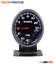 Dynoracing 60 مم الوجه الأسود Turbo Boost Gauge Amberwhite LED 3030 PSI Boost مقياس مع ذروة وظيفة السيارة Meter9536225