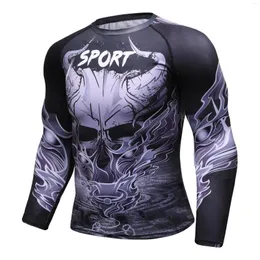 Herren T-Shirts 2023 MMA Jogging T-Shirt Rashguard Männer Langarm Bodybuilding Kleidung Sport 3D-Printhemd Tops