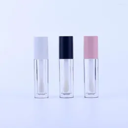 Aufbewahrungsflaschen 12 Stück 5 ml Lipgloss leere Kunststoffröhrchen Exquisiter Mini-klarer Lipgloss-Verpackungsbehälter mit rosa mattem Deckel 3 Farben