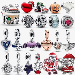 Real 925 Sterling Silver 2022 Charms Bead Snowman Santa Dangles Fit Original Pandora Bracelets Jewelry