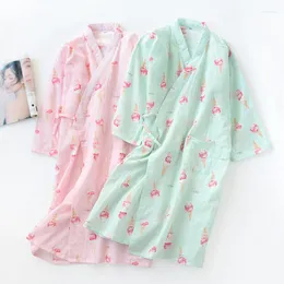 Женская одежда для сна весна/летняя дама пижамы чистота хлопчатобумажная ночная рубашка тонкая мягкая японская кимоно женская хала