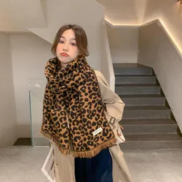 Scarves Winter2023 Style Cashmere Fashion Jacquard Leopard Print Double-sided Short Beard Women's Scarf Thickened Warm And With Shawl